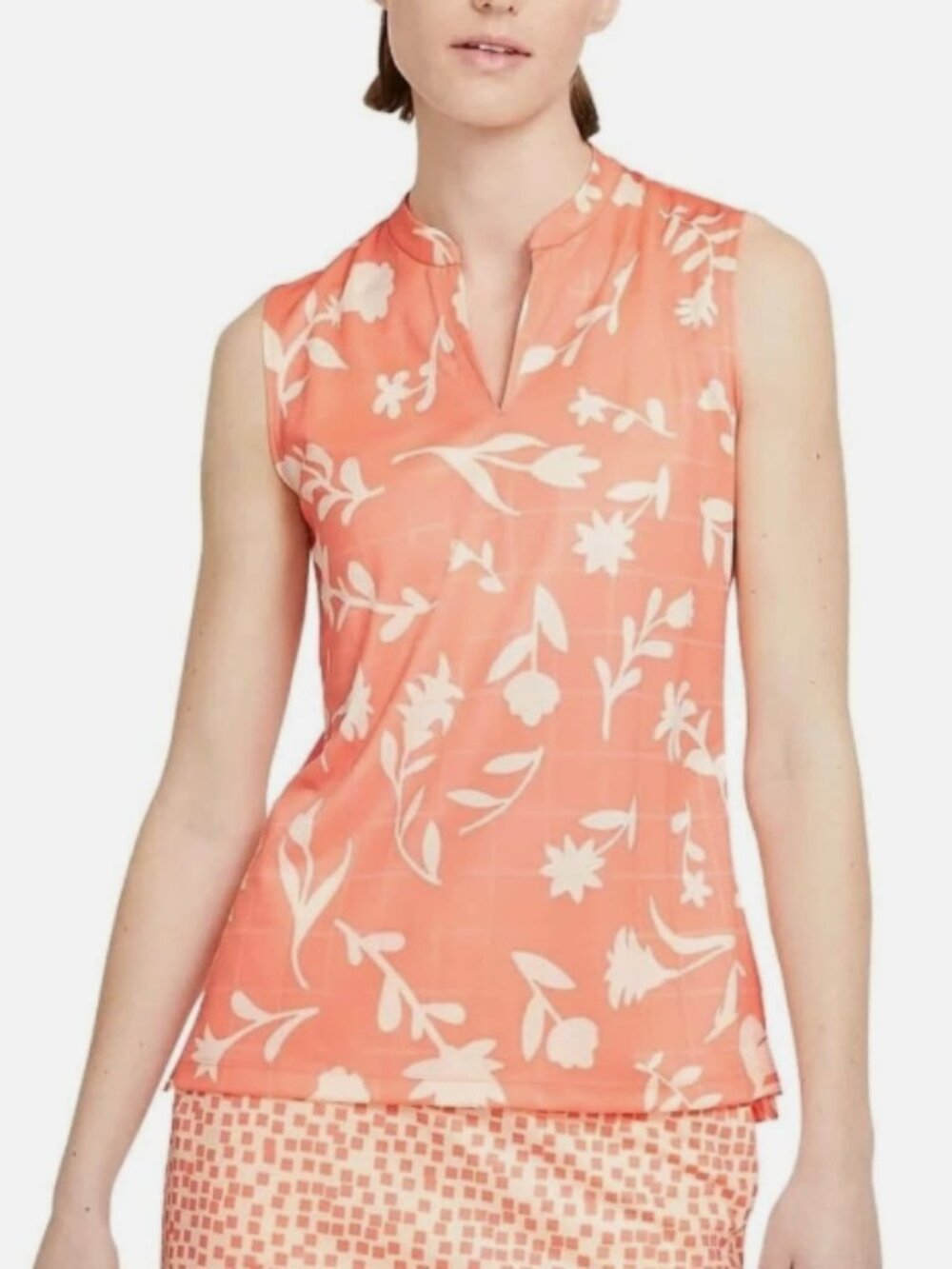 Nike Women's Breathe Floral Print Sleeveless Golf Shirt (Crimson Bliss) Size S